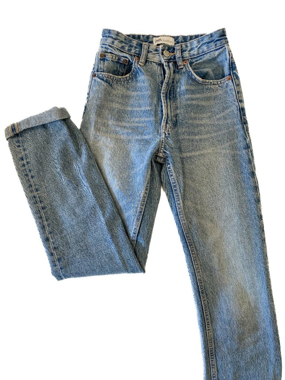 Zara Medium Wash Straight Leg Jeans Size 0